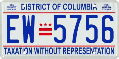 DC license plate EW5756
