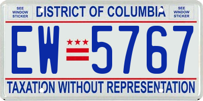 DC license plate EW5767