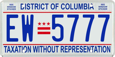 DC license plate EW5777