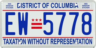 DC license plate EW5778