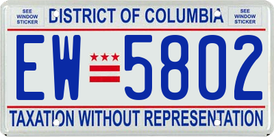 DC license plate EW5802