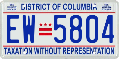 DC license plate EW5804