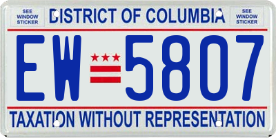 DC license plate EW5807