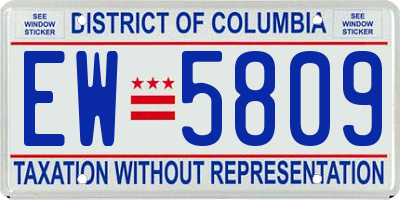 DC license plate EW5809