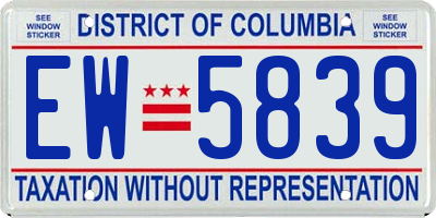 DC license plate EW5839