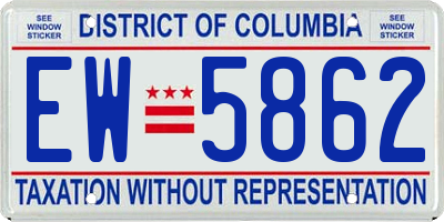 DC license plate EW5862