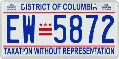 DC license plate EW5872