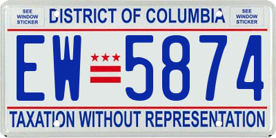 DC license plate EW5874
