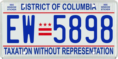 DC license plate EW5898