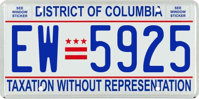 DC license plate EW5925