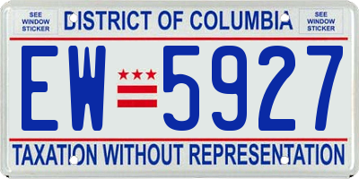 DC license plate EW5927