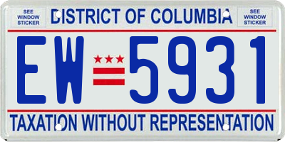 DC license plate EW5931