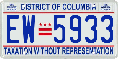 DC license plate EW5933