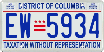 DC license plate EW5934