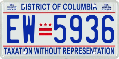 DC license plate EW5936