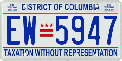 DC license plate EW5947
