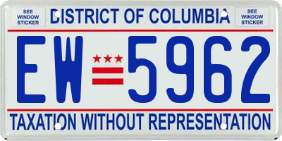 DC license plate EW5962
