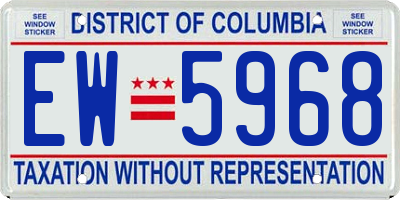 DC license plate EW5968