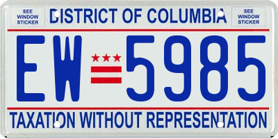 DC license plate EW5985