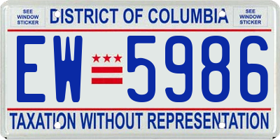 DC license plate EW5986