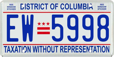 DC license plate EW5998