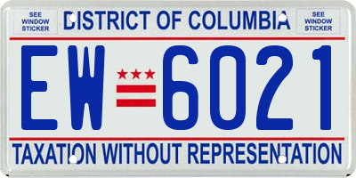 DC license plate EW6021