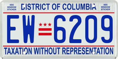 DC license plate EW6209