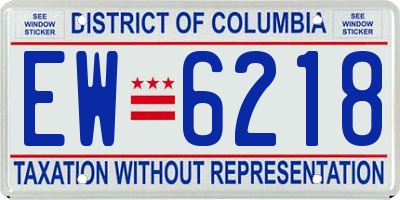 DC license plate EW6218