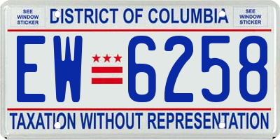 DC license plate EW6258