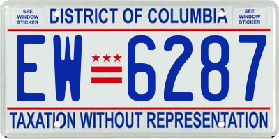 DC license plate EW6287