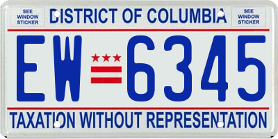 DC license plate EW6345