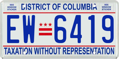 DC license plate EW6419