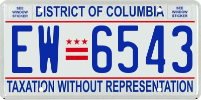 DC license plate EW6543