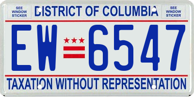 DC license plate EW6547