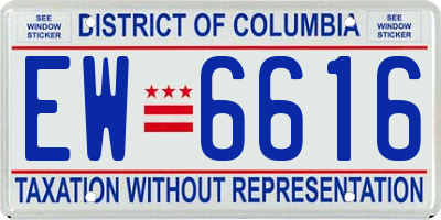 DC license plate EW6616