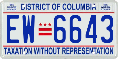 DC license plate EW6643