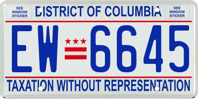 DC license plate EW6645