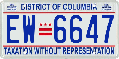 DC license plate EW6647
