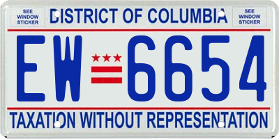 DC license plate EW6654