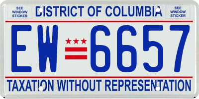 DC license plate EW6657