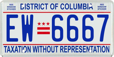 DC license plate EW6667