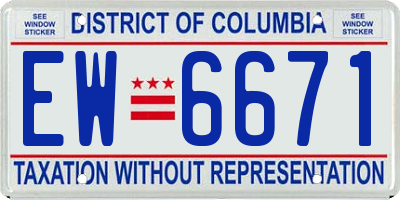 DC license plate EW6671
