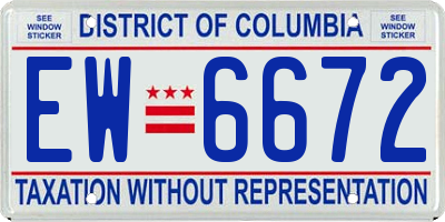 DC license plate EW6672