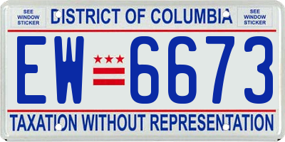 DC license plate EW6673