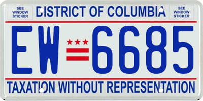 DC license plate EW6685