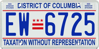 DC license plate EW6725