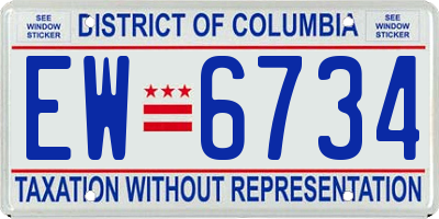 DC license plate EW6734