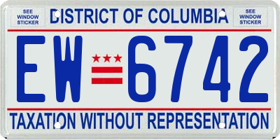 DC license plate EW6742