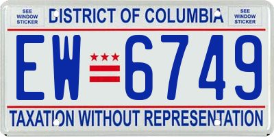 DC license plate EW6749