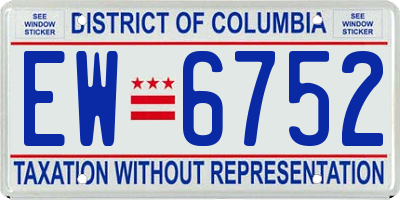 DC license plate EW6752